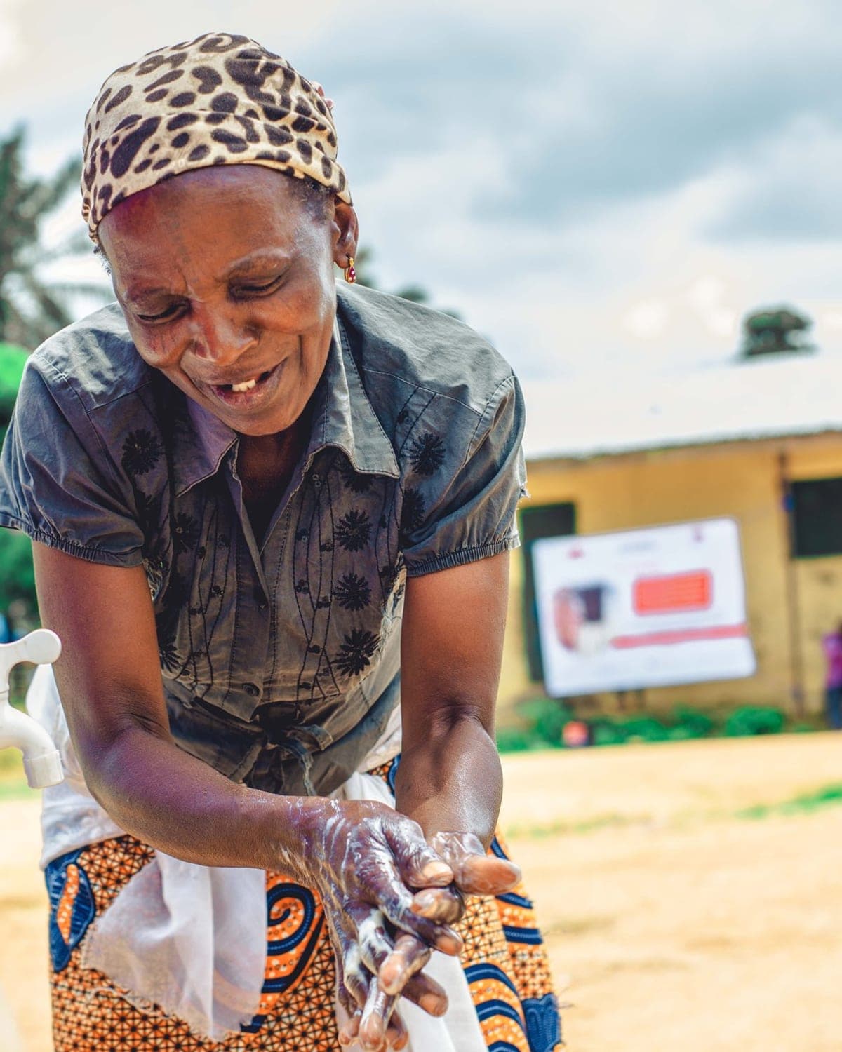 Community handwashing demonstration filmed for Christian Aid's COVID-19 response in Nigeria