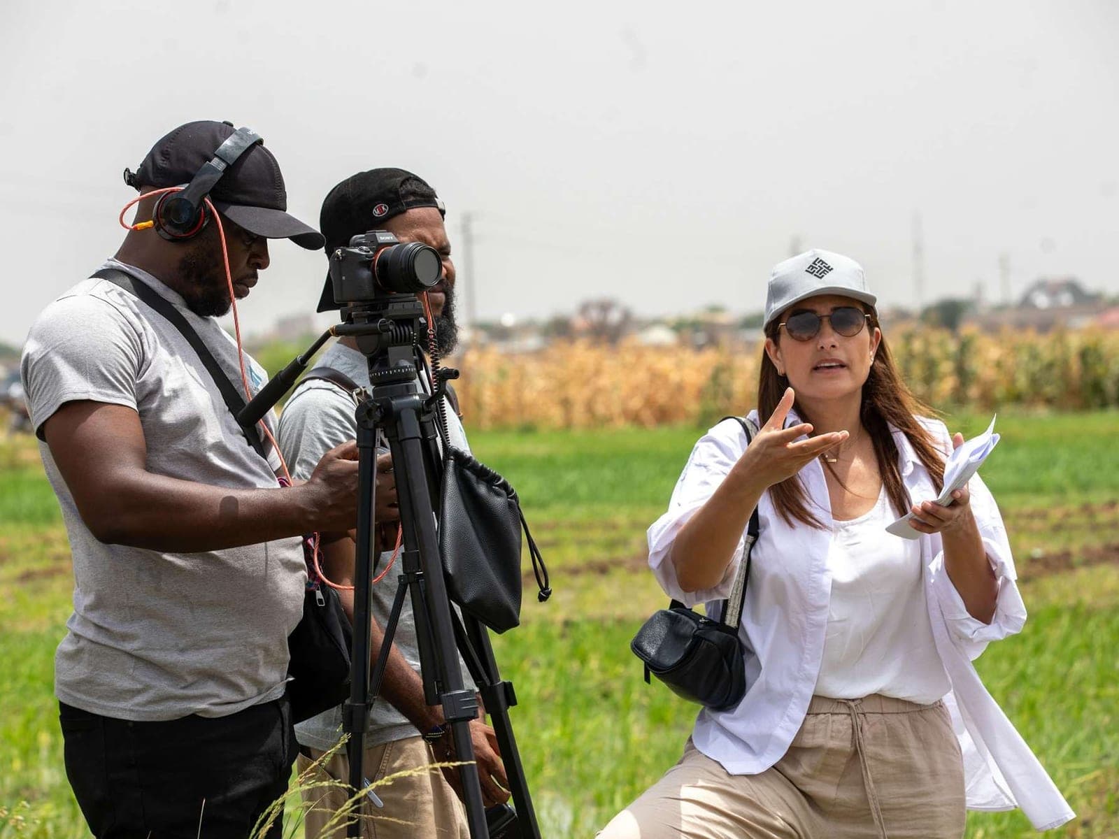 Latitude Space Africa crew filming a field interview in Nigeria