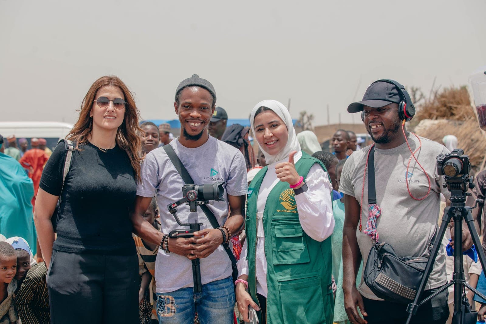 Latitude Space Africa crew with international partners on a field shoot in Nigeria